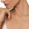 Initial Charm Necklace 18K Yellow Gold with Diamond V