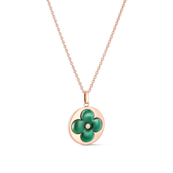 Color Blossom XL Medallion, Pink Gold, Malachite and Diamond