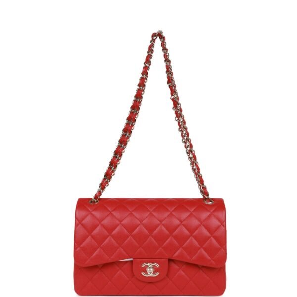 Jumbo Classic Double Flap Bag Red Caviar Light Gold Hardware