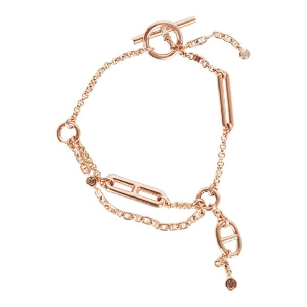 Hermes 18k Rose Gold Diamond Chaine d'Ancre Chaos XS Bracelet