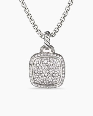 Albion Pendant Sterling Silver with Pave Diamonds, 14mm