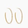 Pave Hoop Earrings 18K Yellow Gold with Diamonds, 38mm