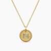 Initial Charm Necklace 18K Yellow Gold with Diamond N