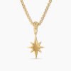North Star Amulet 18K Yellow Gold with Diamonds, 15mm