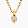 Skull Amulet Full Pav&eacute; Diamonds and 18K Yellow Gold, 14mm