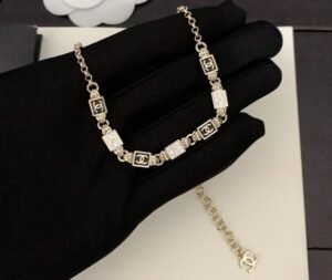 Black and white square necklace