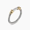 Petite Helena Wrap Band Ring Sterling Silver with 18K Yellow Gold and Diamonds, 4mm