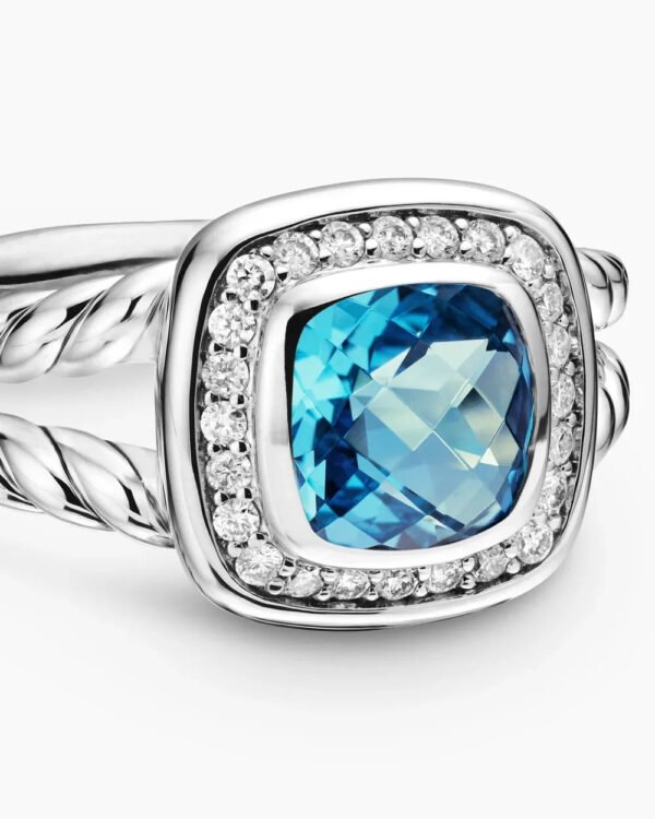 EDB6BE78-6231-5465-AA9E-CFACE167C1BC.jpg Petite Albion® Ring Sterling Silver with Blue Topaz and Diamonds - 6