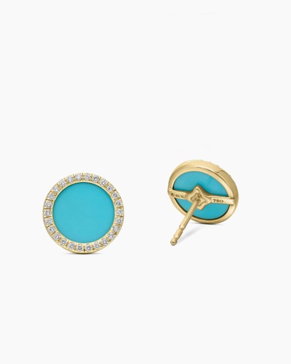 EEC21BC6-6354-D02C-EA37-0BE36EE99D0C.jpg Petite DY Elements® Stud Earrings 18K Yellow Gold with Turquoise and Diamonds, 11mm
