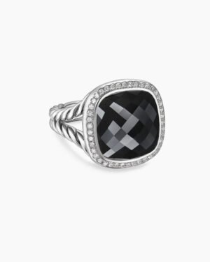 EECA3854-F418-DA92-6B7D-38BD58595E93.jpg Albion® Ring Sterling Silver with Black Onyx and Diamonds, 14mm - 6