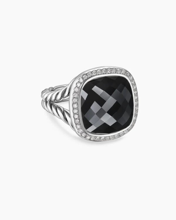 Albion&reg; Ring Sterling Silver with Black Onyx and Diamonds, 14mm - 6