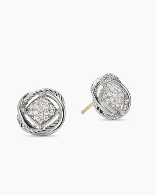 F04F209F-9B0E-73AC-7F59-76939BE1687B.jpg Infinity Stud Earrings Sterling Silver with Diamonds, 13mm