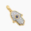 F0A9DA5A-138C-CAD1-AA3A-5AB0942F9633.jpg Hamsa Amulet 18K Yellow Gold with Pavé Diamonds and Blue Sapphire, 24.6mm