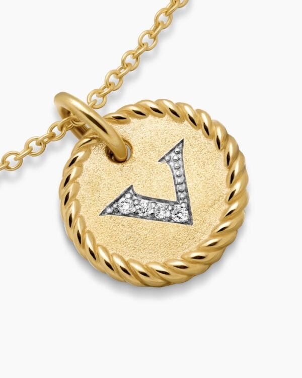 Initial Charm Necklace 18K Yellow Gold with Diamond V