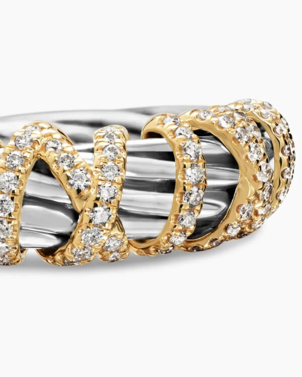 Helena Ring Sterling Silver with 18K Yellow Gold and Diamonds, 7.7mm - 6