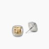 Albion&reg; Stud Earrings Sterling Silver with 18K Yellow Gold, Champagne Citrine and Diamonds, 7mm