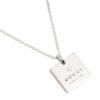 Sterling Silver Trademark Logo Square Pendant Necklace