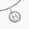 Initial Charm Necklace Sterling Silver with Diamond H