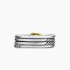 X Crossover Band Ring Sterling Silver with 18K Yellow Gold - 6