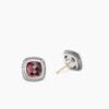 Albion Stud Earrings Sterling Silver with Garnet and Diamonds, 7mm