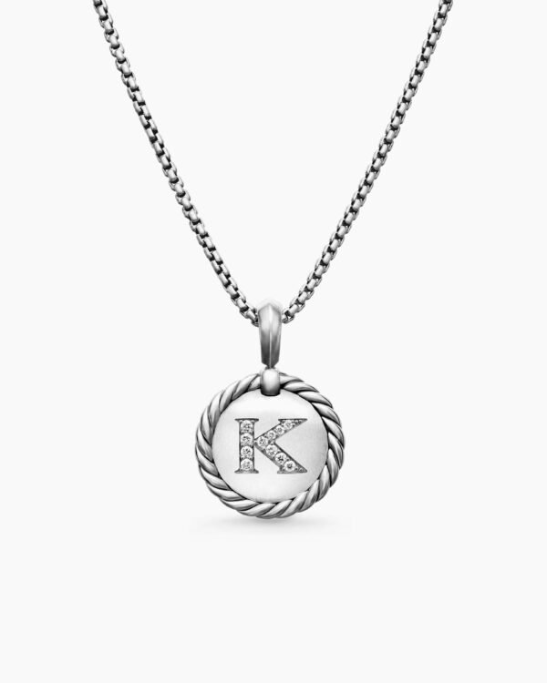 F478D5DA-1E80-894F-2314-C10AD91E29D6.jpg Initial Charm Necklace Sterling Silver with Diamond K