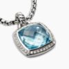 Albion Pendant Sterling Silver with Blue Topaz and Diamonds, 14mm