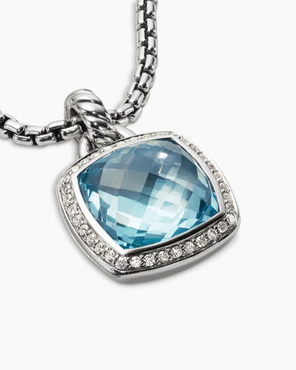 Albion Pendant Sterling Silver with Blue Topaz and Diamonds, 14mm