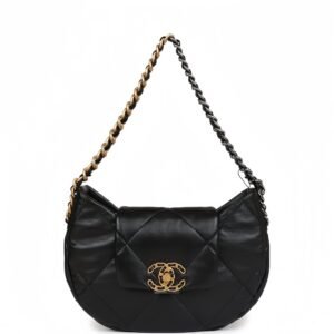 Chanel 19 Hobo Bag Black Lambskin Mixed Metal Hardware