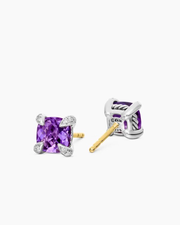 F8411629-7B87-8C0D-28C8-CDCD02A64766.jpg Petite Chatelaine® Stud Earrings Sterling Silver with Amethyst and Diamonds