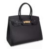 Birkin Sellier Limited Edition 30 Bag Black Veau Graine Monsieur Laiton