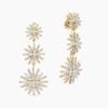 Starburst Triple Drop Earrings 18K Yellow Gold with Diamonds, 51mm
