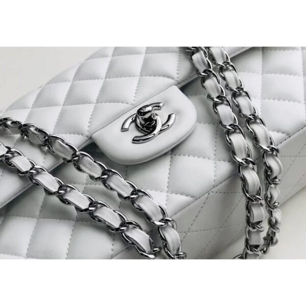 FB8B75D8-D691-36B0-46E3-CC017A9FA335.jpg Chanel 1112 White Medium Size 2.55 Lambskin Leather Flap Bag