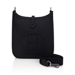 Mini Evelyne TPM Bag Black Clemence Leather with Palladium Hardware