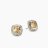 Albion Stud Earrings Sterling Silver with 18K Yellow Gold, Champagne Citrine and Diamonds, 7mm