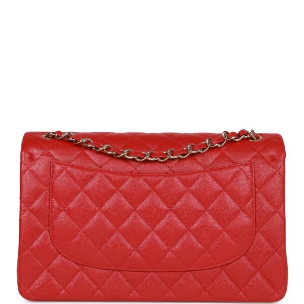Jumbo Classic Double Flap Bag Red Caviar Light Gold Hardware