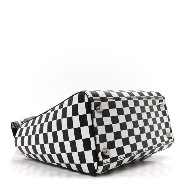 Calfskin Checkered Medium Lady Dior Black White