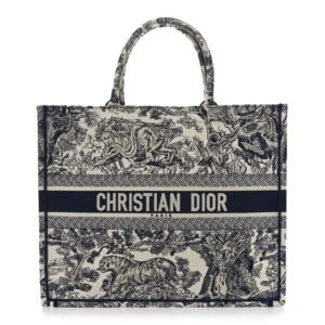 Canvas Embroidered Large Dioriviera Toile De Jouy Book Tote Blue