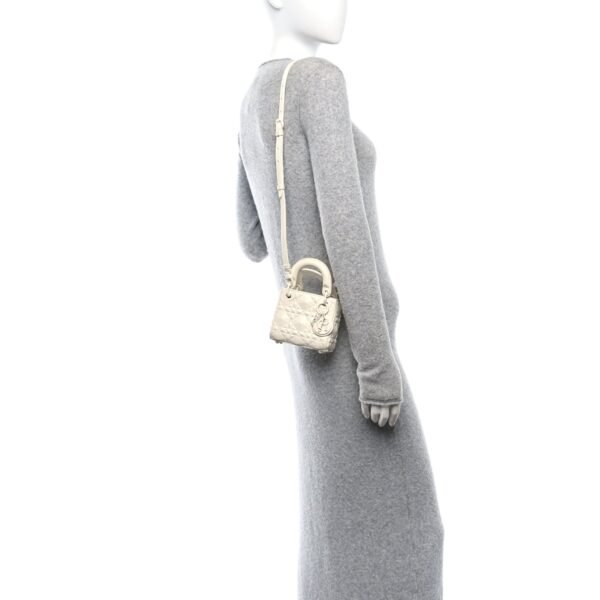 Calfskin Cannage Diamond Micro Lady Dior Latte