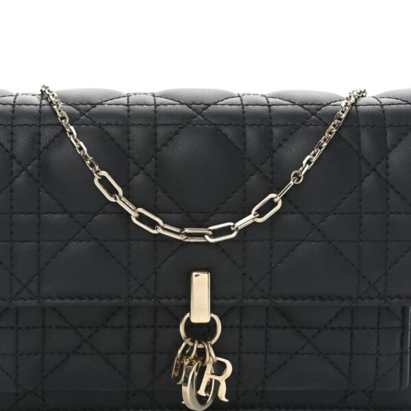 Lambskin Cannage Miss Dior Chain Pouch Black