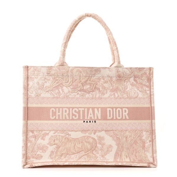 Canvas Embroidered Medium Dioriviera Toile De Jouy Book Tote Rose