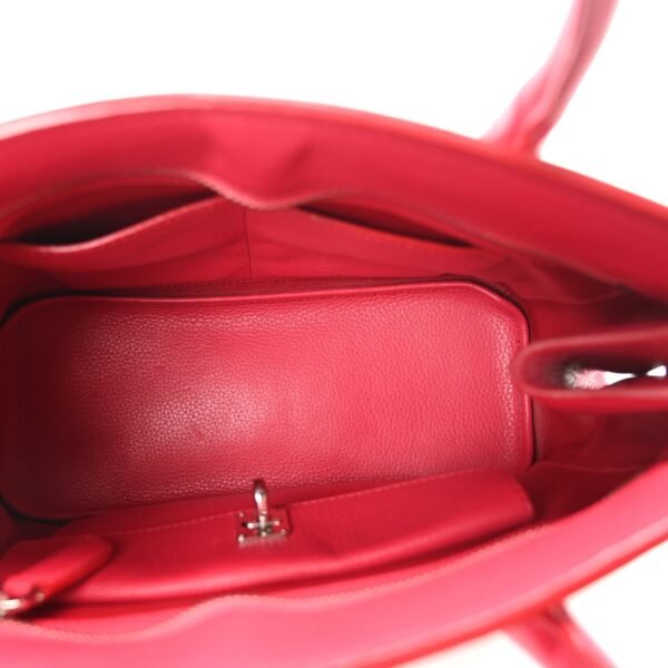 Grained Calfskin Bar Tote Coquelicot