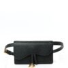 Grained Calfskin Saddle Belt Bag Black