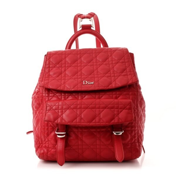 Lambskin Cannage Large Stardust Backpack Red
