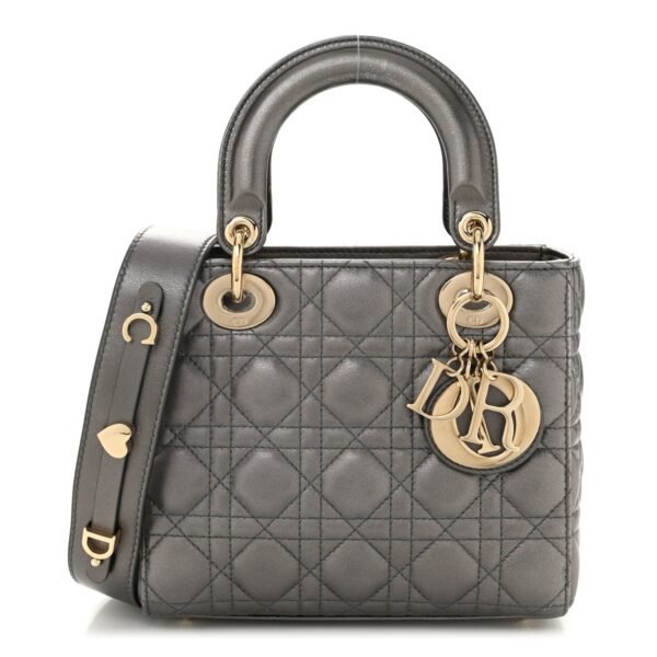 082371b0c407dc8de00aa3bca01e1dba.jpg Lambskin Cannage Small My ABCDior Lady Dior Metallic Grey
