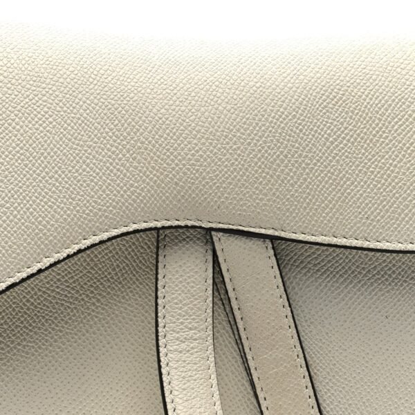 Grained Calfskin Saddle Bag White