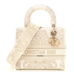 Canvas Around The World Stella Embroidered Medium Lady D-Lite White Gold