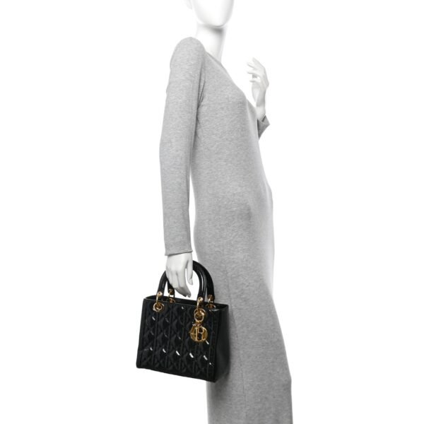 Patent Cannage Medium Lady Dior Black