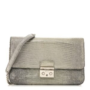 Metallic Lizard Miss Dior Promenade Pouch Gunmetal