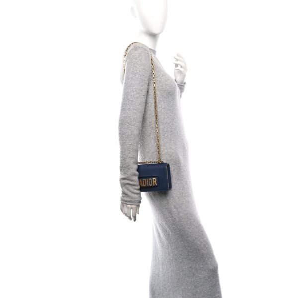 0d7723323447f6fdf43956390719547f.jpg Calfskin Mini J'Adior Chain Flap Bag Navy Blue