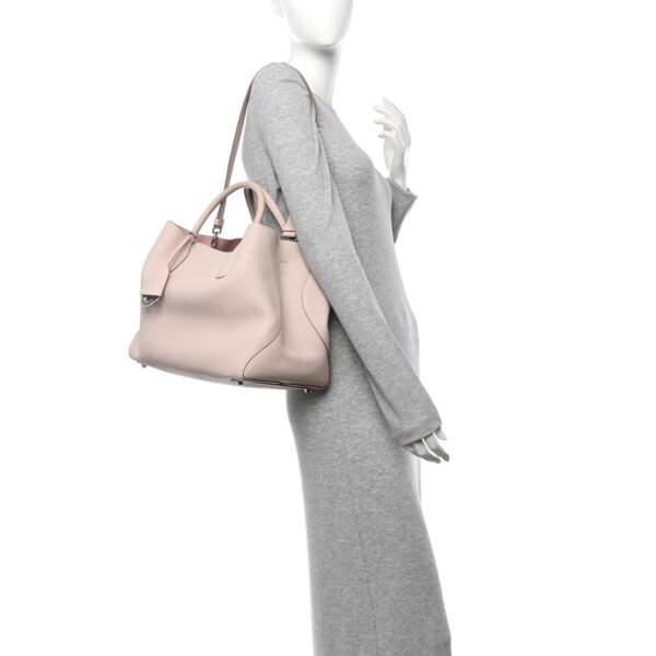 Supple Grained Calfskin Large Open Bar Tote Rose Poudre